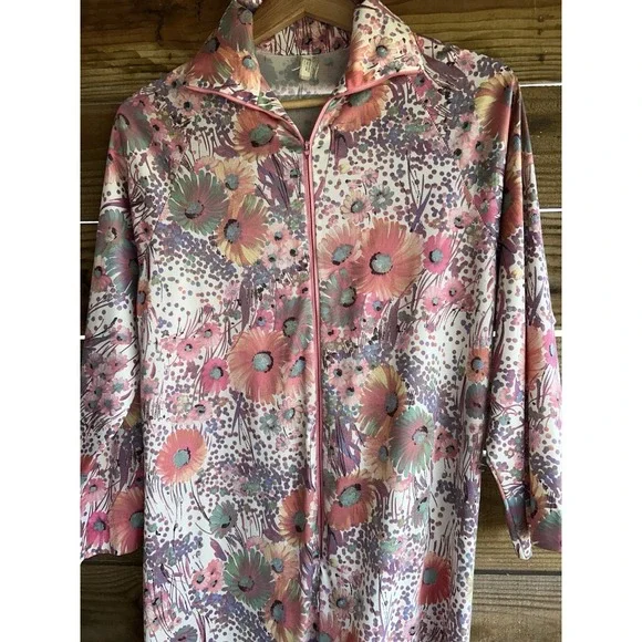 vintage caftans for women small floral half zip - Picture 3 of 5